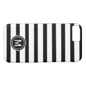 Schwarzes u. weißes Streifen-Monogramm Case-Mate iPhone Hülle (Rückseite (Horizontal))