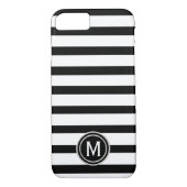 Schwarzes u. weißes Streifen-Monogramm Case-Mate iPhone Hülle (Rückseite)
