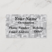 Schwarzes u. weißes vektorStadtbild Visitenkarte (Rückseite)