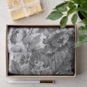 Schwarzes u. weißes Vintages BlumenToile No.3A Seidenpapier (Geschenk)