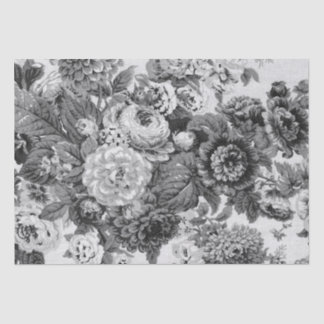 Schwarzes u. weißes Vintages BlumenToile No.3A Seidenpapier