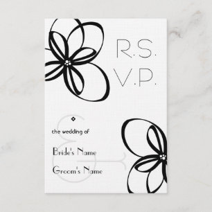 Schwarzes u. weißes Wedding R.S.V.P. RSVP Karte