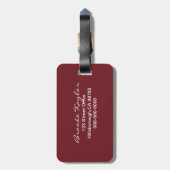 Schwarzes u. weißes Wirbel Marsala Monogramm Gepäckanhänger (Rückseite vertikal)