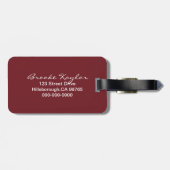 Schwarzes u. weißes Wirbel Marsala Monogramm Gepäckanhänger (Rückseite horizontal)