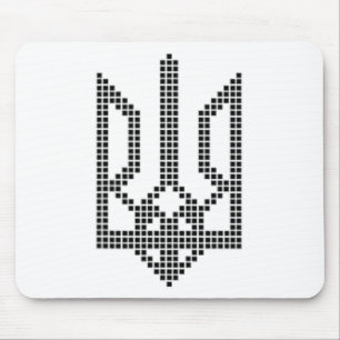 Schwarzes ukrainisches Tryzub-Symbol auf dem Herze Mousepad