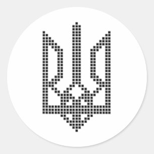 Schwarzes ukrainisches Tryzub-Symbol auf dem Herze Runder Aufkleber