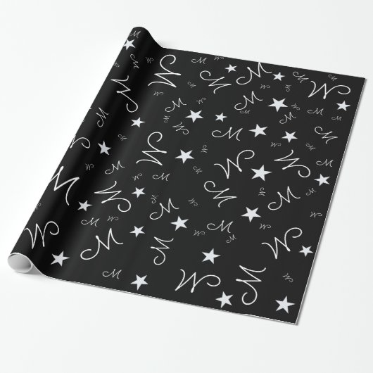 schwarzes Umhüllungspapier mit Sonderzeichen und S Geschenkpapier (Ungerollt)