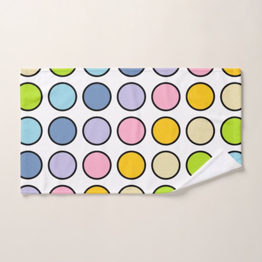 Schwarzes umrissene Pastellregenbogen-Tupfen Badhandtuch Set (Handtuch)