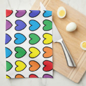 Schwarzes umrissene Regenbogen-Herzen Geschirrtuch (Viertel Falte)