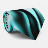 Schwarzes und Aqua-aquamarines abstraktes Krawatte (Gerollt)