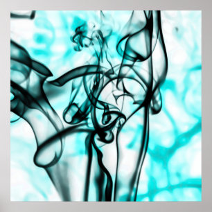 Schwarzes und Aqua-aquamarines abstraktes Poster