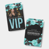 Schwarzes und Aquamarines benutzerdefinierbares VI Ausweis (Front & Back)