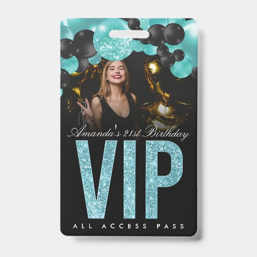 Schwarzes und Aquamarines benutzerdefinierbares VI Ausweis (Front)