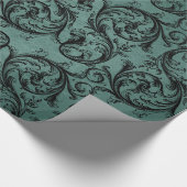 Schwarzes und Aquamarines Vintages Ziermuster Geschenkpapier (Ecke)