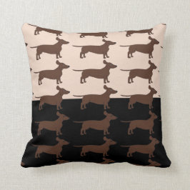 Schwarzes und beige Throw-Kissen mit Dackeln Kissen
