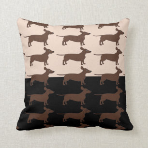 Schwarzes und beige Throw-Kissen mit Dackeln Kissen