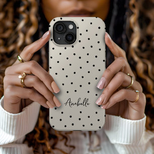 Schwarzes und Beiges Chic-Punkte-Minimalistisches  Case-Mate iPhone Hülle