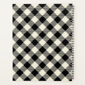 Schwarzes und beiges diagonales Gingham-Karo-Muste Planer (Rückseite)