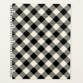 Schwarzes und beiges diagonales Gingham-Karo-Muste Planer (Vorderseite)