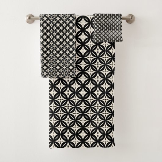Schwarzes und beiges Handtuch Badhandtuch Set (Insitu)