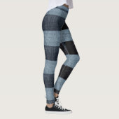 Schwarzes und blaues Gitter Denim Leggings (Rechts)