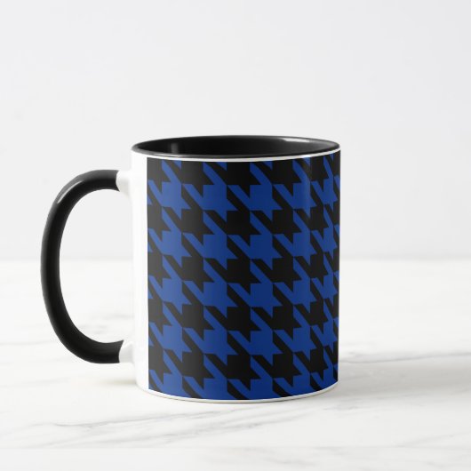 Schwarzes und blaues Houndstooth Pied de Poule Tasse (Links)