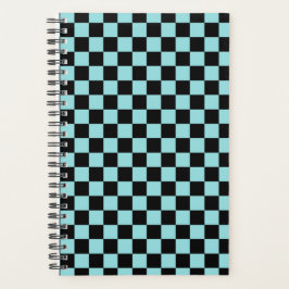 Schwarzes und blaues kariertes Notizbuch Planer