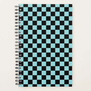 Schwarzes und blaues kariertes Notizbuch Planer