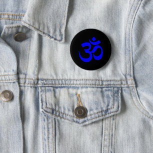 Schwarzes und blaues Om-Symbol Button