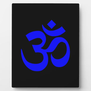 Schwarzes und blaues Om-Symbol Fotoplatte