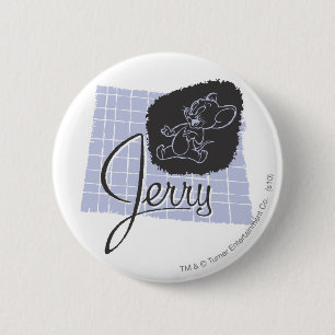 Schwarzes und blaues Skript Jerry Button