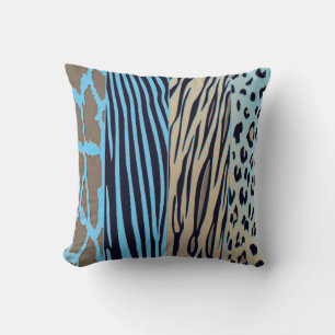 Schwarzes und blaues Tierdruck-Zebra-Streifen-Kiss Kissen