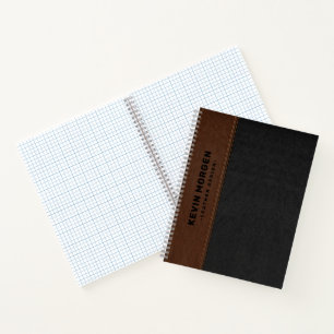 Schwarzes und braunes Vintage-Leder mit gealtertem Notizblock