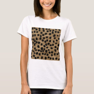 Schwarzes und Brown-Gepard-Druck-Muster T-Shirt