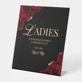 Schwarzes und Burgunderrot Damenbad Sockelschild