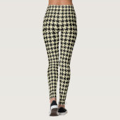 Schwarzes und Cream Pied De Poule Houndstooth Leggings (Rückseite)