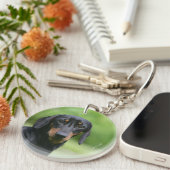 Schwarzes und Dackel 1 TANs Miniture Schlüsselanhänger (Vorderseite rechts)