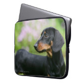 Schwarzes und Dackel 2 TANs Miniture Laptopschutzhülle (Vorderseite Links)