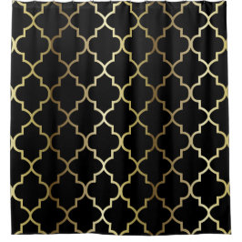 Schwarzes und Farbe GoldQuatrefoil Muster-| DIY Duschvorhang