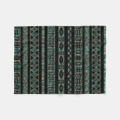 Schwarzes und farbiges Tribal Geometrisches Muster Fleecedecke (Vorderseite (Horizontal))