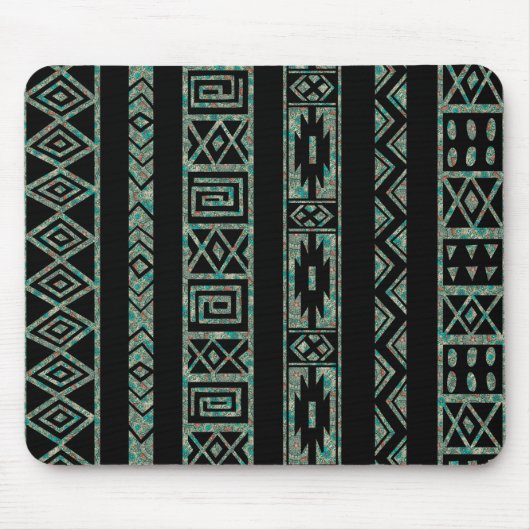 Schwarzes und farbiges tribales geometrisches Must Mousepad (Vorne)