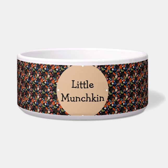 Schwarzes und formales Muster mit Monogram Dog Bow Napf (Vorderseite)