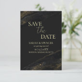 Schwarzes und Funkelnd Gold Save the Date (Stehend Vorderseite)