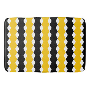 Schwarzes und gelbes geometrisches, funky modernes badematte
