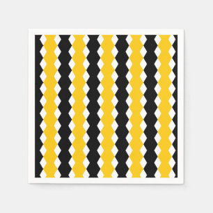 Schwarzes und gelbes geometrisches funky modernes serviette