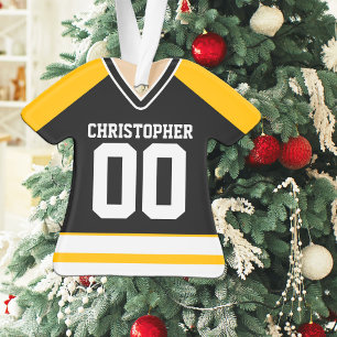 Schwarzes und gelbes Hockey-Trikot Ornament