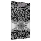 Schwarzes und glänzendes silberfarbenes Damastmust Klemmbrett (Rechts)