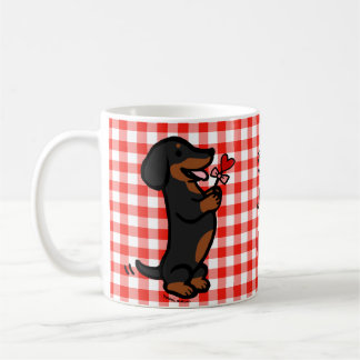 Schwarzes und glatte behaarte Dackel TANs Kaffeetasse