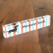 Schwarzes und glatte behaarte Dackel TANs Namensplakette (Seite)