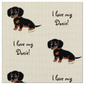 Schwarzes und glatte Dackel TANs Stoff (Nahaufnahme)